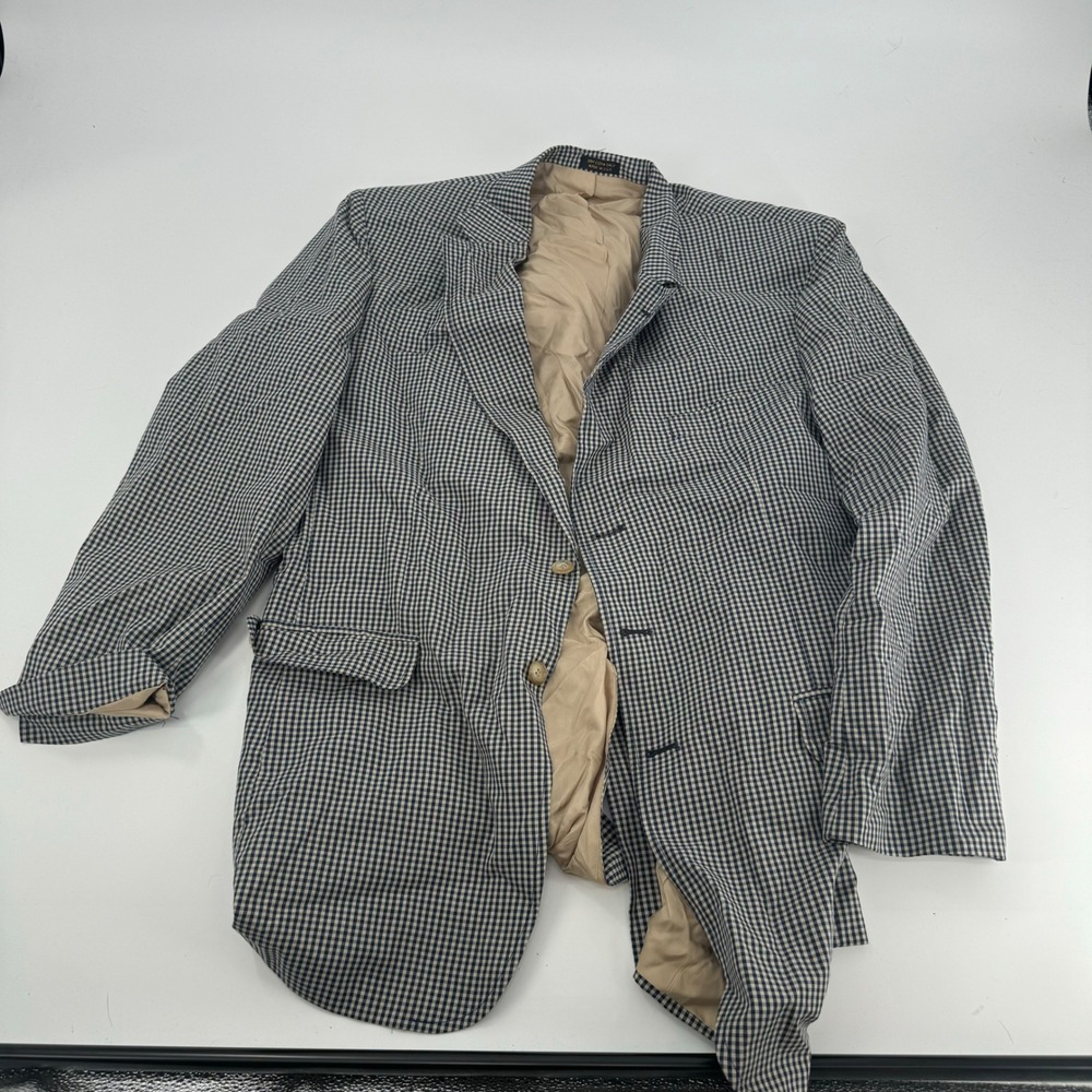 Orvis Mens‎ Houndstooth Blazer Sport Coat Jacket 44L Checked Plaid